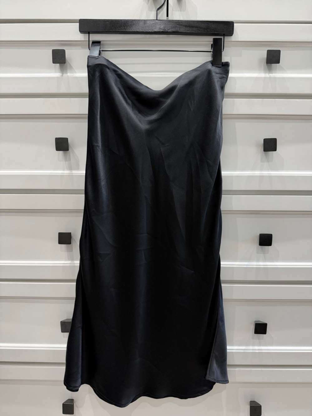 Nightcap Black Satin Midi Bias Skirt